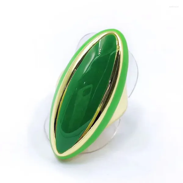 Collana Orecchini Set Arrivi Pietra verde Grande anello per ragazze Festa di fidanzamento color oro Multicol Ovale Anelli da donna Gioielli di moda