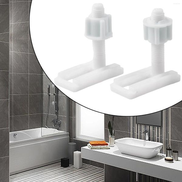 Tampas de assento do vaso sanitário 2 pcs plástico branco dobradiças conjunto completo parafusos parafusos kit de reparo do banheiro acessórios
