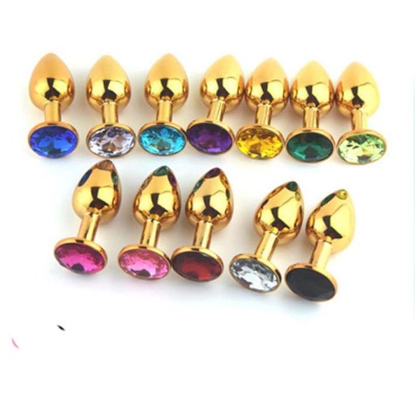 Mini brinquedos anais de metal dourado, plug anal, contas de espólio, brinquedo sexual, joias de cristal de aço inoxidável, brinquedos sexuais 7228mm, tamanho pequeno 5789831