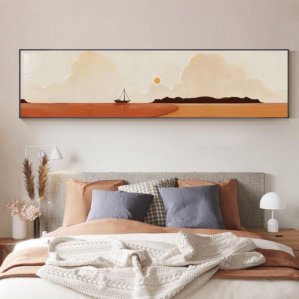 Pinturas Modern Abstract Boat Seascape Poster Impressão Aconchegante Pintura de Lona Decoração de Casa Nordic Kids Room Decoração Fotos Parede Pos276z