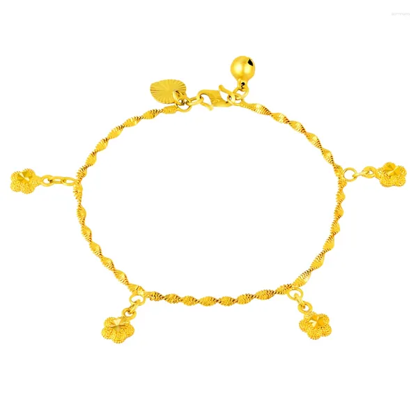 Braccialetti con ciondoli Bracciale in vero oro 24K con pendente a 5 stelle placcato per regali di gioielli da sposa da donna