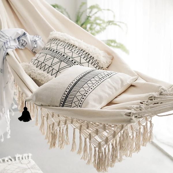 Grande Hammock Boho, estilo de rede de 2 pessoas, Macrame Brasileiro Deluxe Double Double Swing Chair Indoor Pendure Delivery 240320