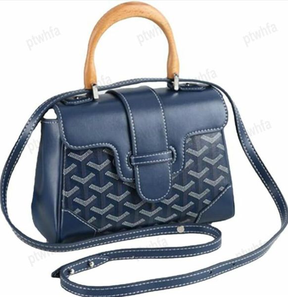 Damen Designer-Mini-Einkaufstasche Saigon Mini-Tasche mit Holzgriff, Umhängetasche aus Leder