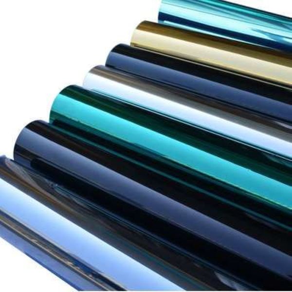 Pellicola per finestre a specchio argento Isolamento Adesivi per tinta solare Decorazione UV riflettente unidirezionale per la privacy per vetro Verde Blu Nero222i