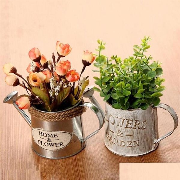 Attrezzature per l'irrigazione Lettere vintage incise Giardino Bonsai Pianta Fiore Ferro Can Pot Bollitore Strumento Decor265K Consegna goccia Home Patio Dhtpz