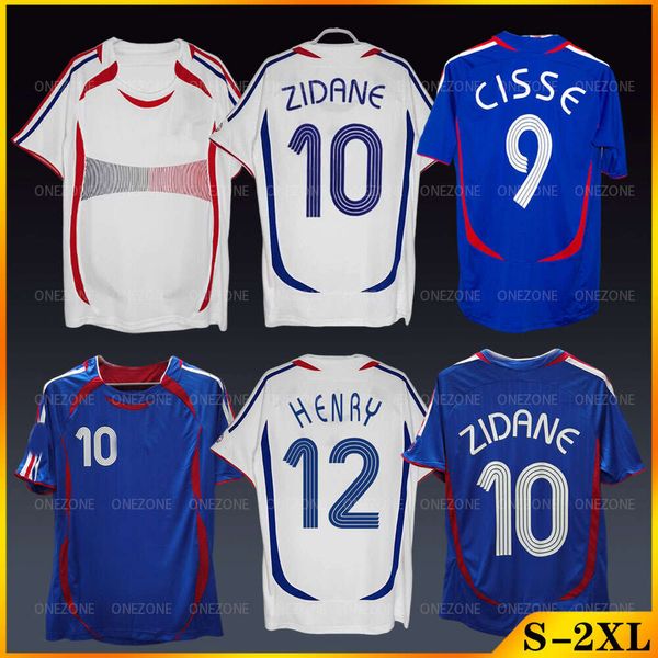 Retro -Fußballtrikots 2006 Zidane Henry Makelele 2006 Finales Abidal Vieira Camiseta MAILLOT PRANCHEGE MALOUDA TREZEGUET RIBERY Fußballhemd