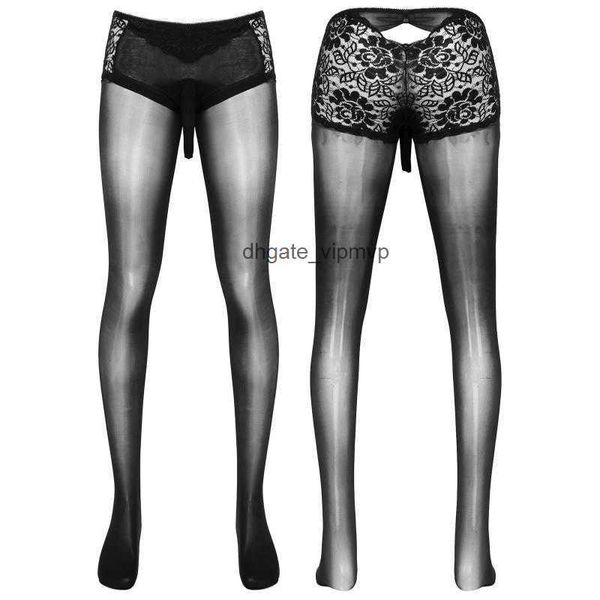 Meias masculinas skinny stretchy meia-calça lingerie roupa interior exótica ver através de fishnet sheer fechado dedos leggings apertados