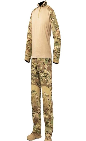 Mege Conjunto de uniforme de combate militar camuflado tático camisas calças cargo com almofadas G3 soldado ao ar livre roupas de paintball airsoft 221788419