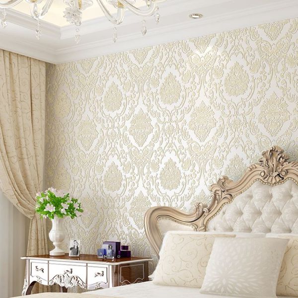 Modern Damask Duvar Kağıdı Duvar Kağıdı Kabartmalı Dokulu 3D Duvar Kaplama Yatak Odası Oturma Odası Ev Dekor274y