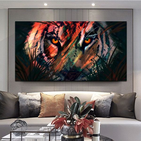 Immagini a parete astratte poster colorato di tigre e stampe decorazioni di pittura in tela per soggiorno poster per animali2097