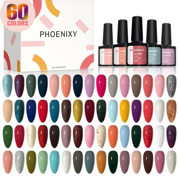 604520PCS Set di smalti per unghie in gel Colori glitter puri Soak Off UV Vernici ibride semipermanenti Strumento artistico 240229