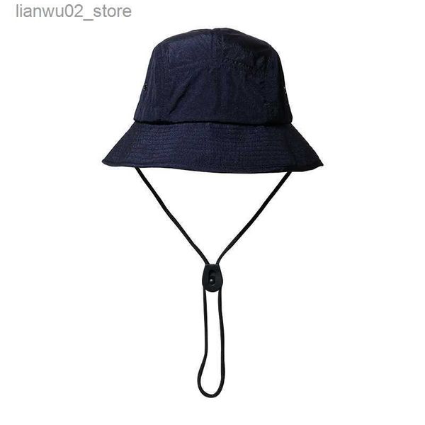 Geniş Memlu Şapkalar Kova Top Kapakları Moda Kapakları Katlanabilir Balıkçı Şapkası Unisex Tasarımcı Açık Sunhat Yürüyüş Tırmanış Av Plajı Balıkçı Erkekler String Cap Q240312