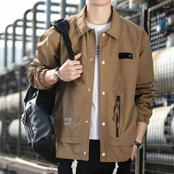 Männer Jacken Koreanischen Stil Mode Plus Größe Jacke Frühling Herbst Revers Lose Trendy Dünne OutwearJugend Casual Wasserdichte Outcoat 2024