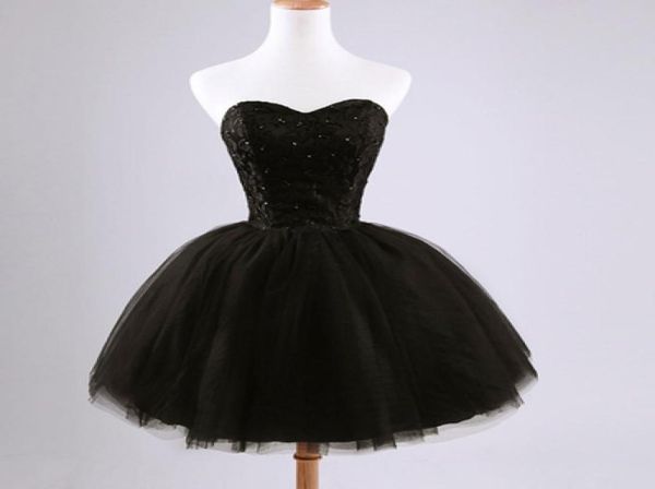 Querida frisada renda tule curto vestido de dama de honra preto 2019 na altura do joelho vestido de festa renda até rápido 1085504