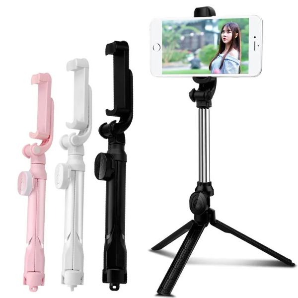 Bastoni Treppiede per selfie stick universale senza fili Bluetooth per iPhone Samsung Huawei Xiaomi Telefono cellulare Selfie Stick Otturatore 360 rotante