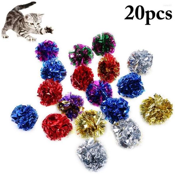 Giocattoli per gatti 20 pezzi Set divertente Mylar Crinkle Ball Toy interattivo colorato suono anello di carta gattino che gioca a palle prodotti per animali domestici2122