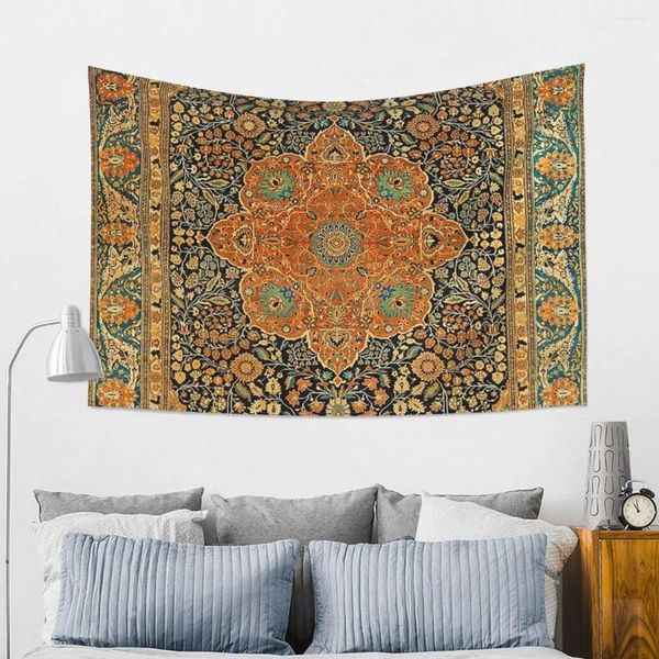 Tapeçarias Antigo Mohtashem Kashan Tapete Persa Impressão Tapeçaria Hippie Parede Pendurada Estética Decoração de Casa para Quarto Dormitório