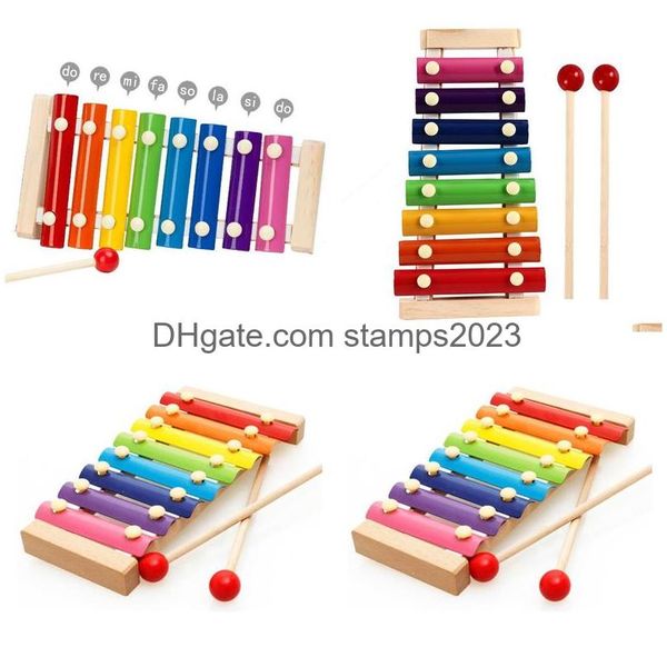 Andere Büroschulbedarf Großhandel Baby Musikinstrument Spielzeug Holz Xylophon Kleinkind Musical Lustige Spielzeuge für Jungen Mädchen Pädagogisch Dhn4G