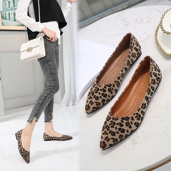 Piatto per scarpe casual 894 Donna Sexy Leopardo Punta a punta Taglia grande Piccolo Slip On Mocassini Balletto Basic Donna Lavoro 99509 84026 11092