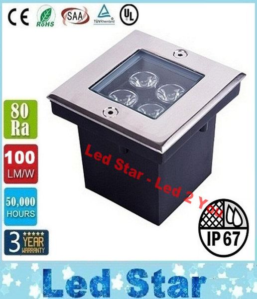 Luzes led subterrâneas quadradas, alto brilho, 12w, iluminação de deck, luz de chão para jardim, ip67, à prova d'água, ac 85265v1869335