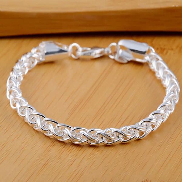 Charme Armbänder 6mm Runde Twist Männer Auf Hand Feine Silber Farbe Schmuck Mode Luxus Qualität Zubehör 2024 Trend Großhandel