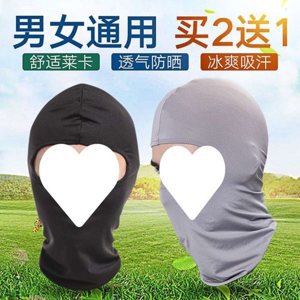 Copricapo in seta di ghiaccio Cappello da sole per esterni Maschera da equitazione estiva antivento per protezione del viso per uomo e donna 993061