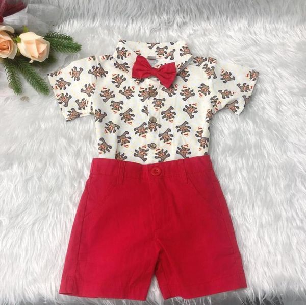 Giyim Setleri 2 PCS Toddler Çocuk Boy Boy Beyler Beyefendi Resmi Takım Ayı Tişört Kısa Pantolon Çocuklar Erkek Xmas için 6m5y3729992