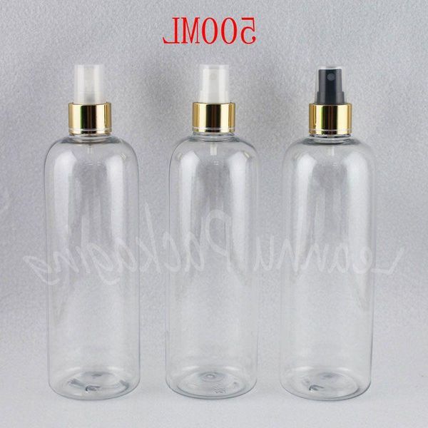 Прозрачная пластиковая бутылка 500 мл с золотым распылительным насосом, пустой косметический контейнер 500CC, бутылка для упаковки тонера/воды Gkvja