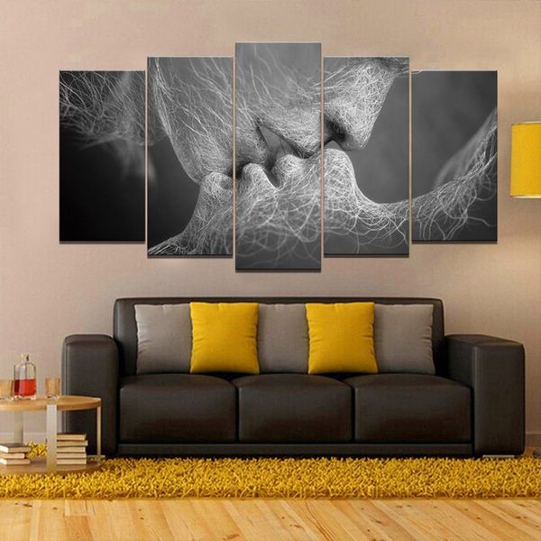 Bacio dell'amore Dipinti senza cornice 5 pezzi Stampati su tela Arte moderna Home Wall Art HD Stampa Pittura Picture297V