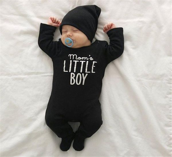 Pagliaccetto del bambino nero lettera stampata tuta per bambini neonati neonati maschi manica lunga bambino carino neonato vestiti firmati FJ1515581283