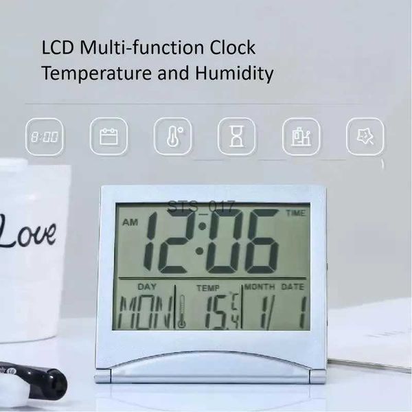Altri orologi Accessori Display digitale LCD pieghevole Viaggio sottile Semplice comodo da trasportare Multifunzione Data Temperatura Sveglia Mini orologio a pendoloL2403