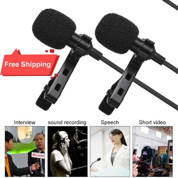 Mikrofone 4 m DualHead Lavalier-Ansteckmikrofon für Vorträge oder Interviews für Smartphones, Mobiltelefone und Tablets. Interviewmikrofone