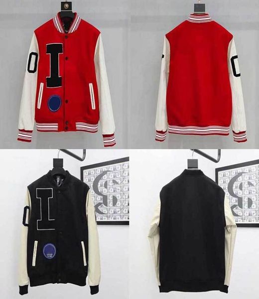 Kırmızı Siyah Serin Kolej Beyzbol Ceketleri Kış Ceketleri Erkekler Moda Tasarım PU Deri Kollu Erkek Palto Slim Fit Varsity Jack6494108