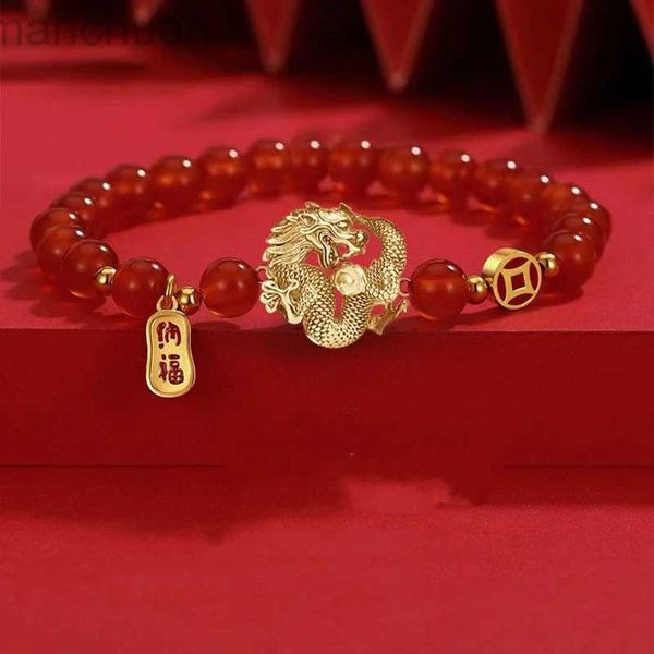 Bracciale fortunato braccialetto drago con perline rosse unisex moda creativo braccialetto fatto a mano buona fortuna amuleto ricchezza gioielli regalo di capodanno ldd240312