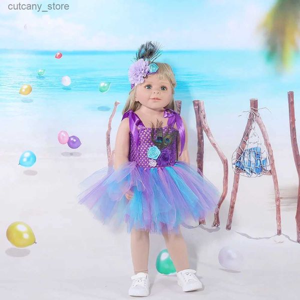 Mädchen Kleider Baby Pfau Kostüm Prinzessin Mädchen Blumenkleid Kleinkind Geburtstag Outfit Cake Smash Tutu Kleid Karneval Party Kleider für Baby L240311