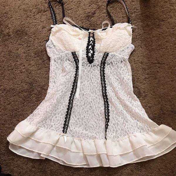 Retro Grunge Cami Canotta Taglio basso Pizzo bianco Trasparente Volant Orlo Gilet senza maniche E-girl Punk Harajuku Emo Alt Vestiti 240229