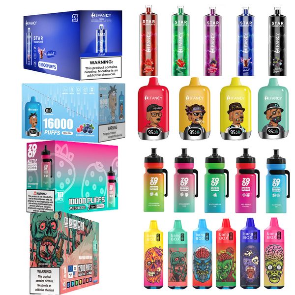 Dispositivo descartável de caneta Vape Pod Hifancy STAR Puff 15000 Puff 16000 Cigarro eletrônico bangBox Puff 12k Vapes Mesh Coil Razz Bar E Cigarette Puffs 12k Puff 9k Puff 15k