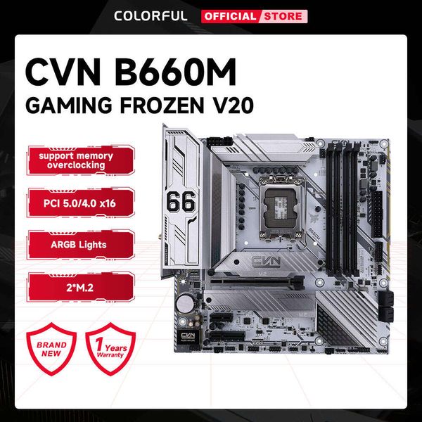 Разноцветная материнская плата CVN B660M GAMING FROZEN V20 mATX LGA 1700, Intel 12-го поколения, 128 ГБ M.2 PCIe 5.0, поддержка разгона памяти