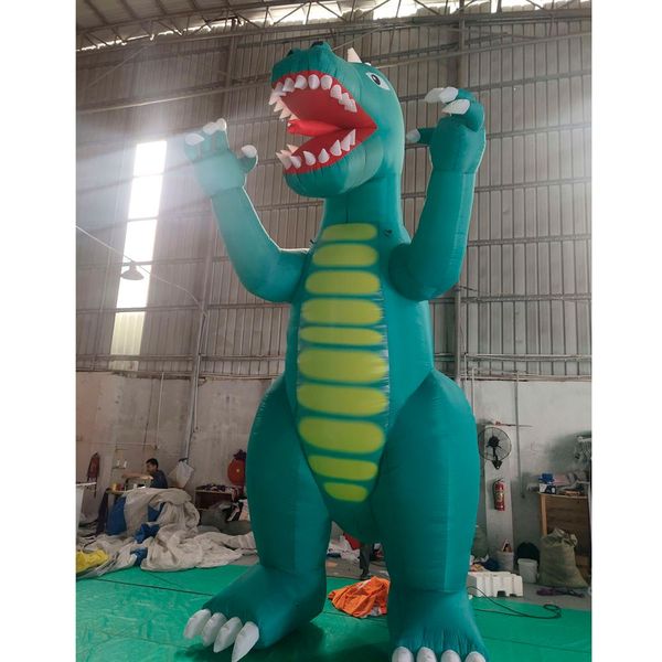 6mh (20 pés) com ventilador gigante inflável dinossauro animal dos desenhos animados para decoração de eventos ao ar livre escultura atraente dragão verde