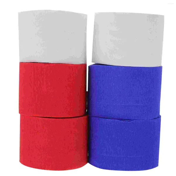 Decoração de festa 6 pcs vermelho branco azul crepe papel patriótico 4 de julho streamer rolls artesanato suprimentos