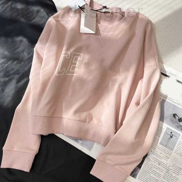 Kadın Hoodies Sweatshirts Tasarımcı Erken Bahar Yeni CE Nanyou Gaoding Tatlı Kız Stili Mektup Gündelik Gevşek Zira Yuvarlak Boyun Pembe Sevgiliye 9yib