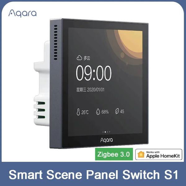 Controllo Aqara Smart Scene Interruttore sul pannello S1 Zigbee 3.0 Touch Screen da 3,95 pollici APP Siri Controllo vocale Lavoro HomeKit App per Smart Home