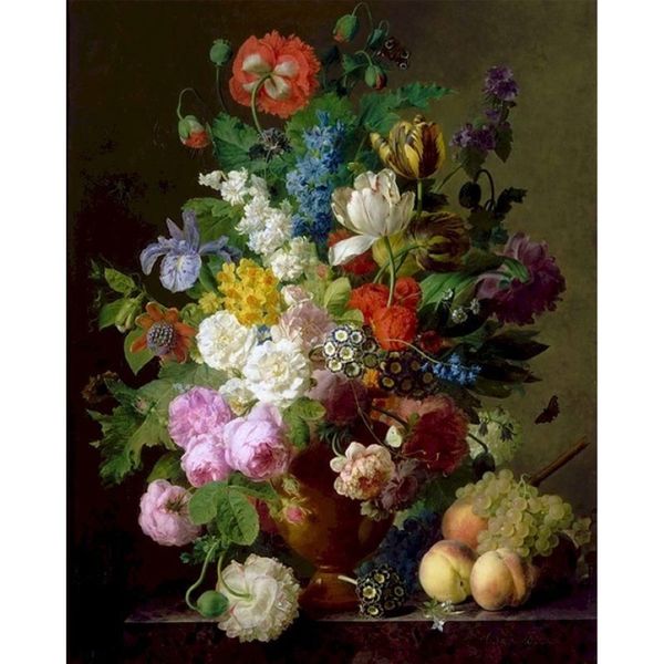 Pintura por números para adultos e crianças, flor, faça você mesmo, pintura a óleo em tela, imagens de arte, pinturas331u