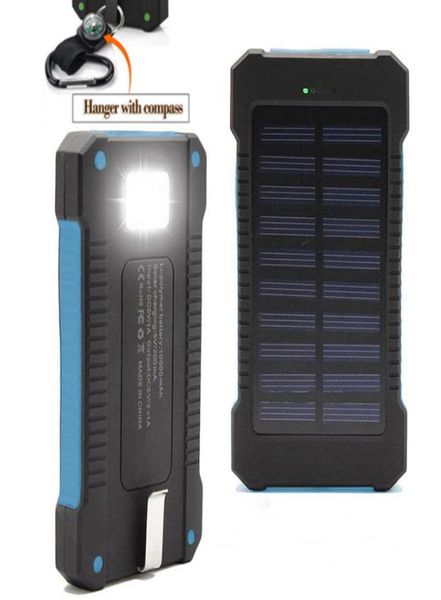 Novo banco de energia solar 20000mah duplo usb power bank com luz led powerbank bateria carregador portátil externo para iphone 12 iphone 2989502