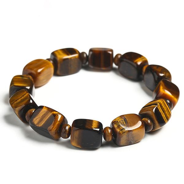 Tigre giallo Eye Natural Stone Bracciale a forma quadrata gemme naturali bracciali perline per perline per donne gioielli