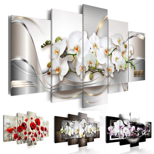 Impressões modernas flores de orquídea pintura a óleo em tela arte flores imagens de parede para sala de estar e quarto sem moldura214z