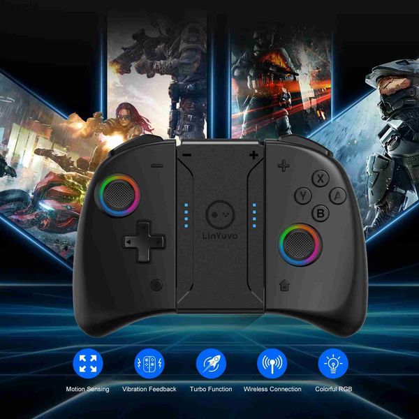 Controller di gioco Joystick LinYuvo KS53 Gamepad per Nintendo Switch/OLED/Lite Controller wireless Bluetooth JoyPad6-aixs Gyro Wake-up Joystick doppio motore L24312