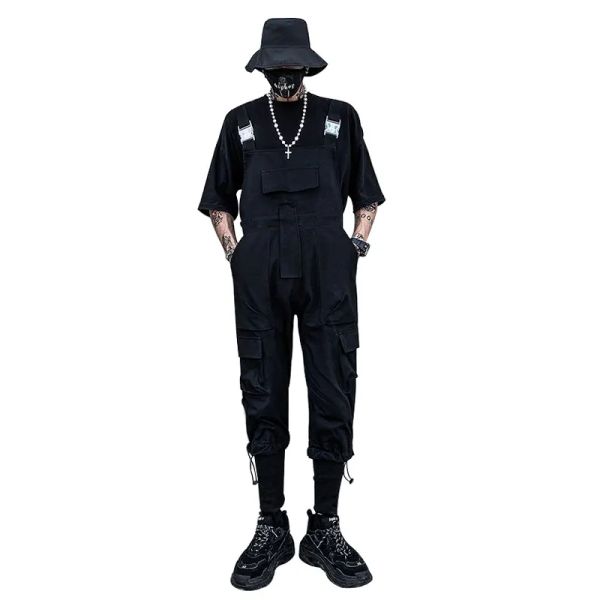 2021 sommer Overalls Männer Frau Bib Overalls Multi-Tasche Krawatte Füße Kühlen Straße Hip Hop Fashion Cargo Hosen Schwarz grün