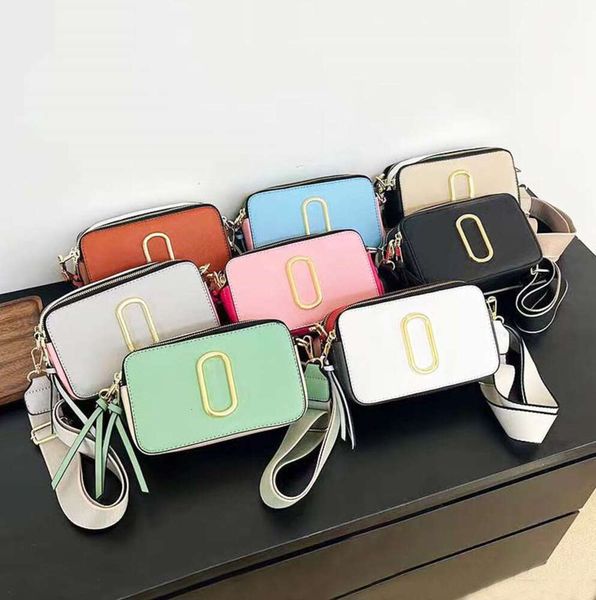 Дизайнерская сумка Snapshot Разноцветная сумка для фотоаппарата Классическая сумка Mini Mark Женская сумка с широким ремешком на плечо Модный роскошный кожаный кошелек с высокой текстурой Flash 1153ess