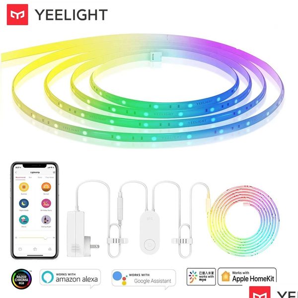 Controle remoto inteligente versão global yeelight aurora tira de luz inteligente 1s rgb colorf wifi 2m a 10m 60 led lightstripe para app otuht